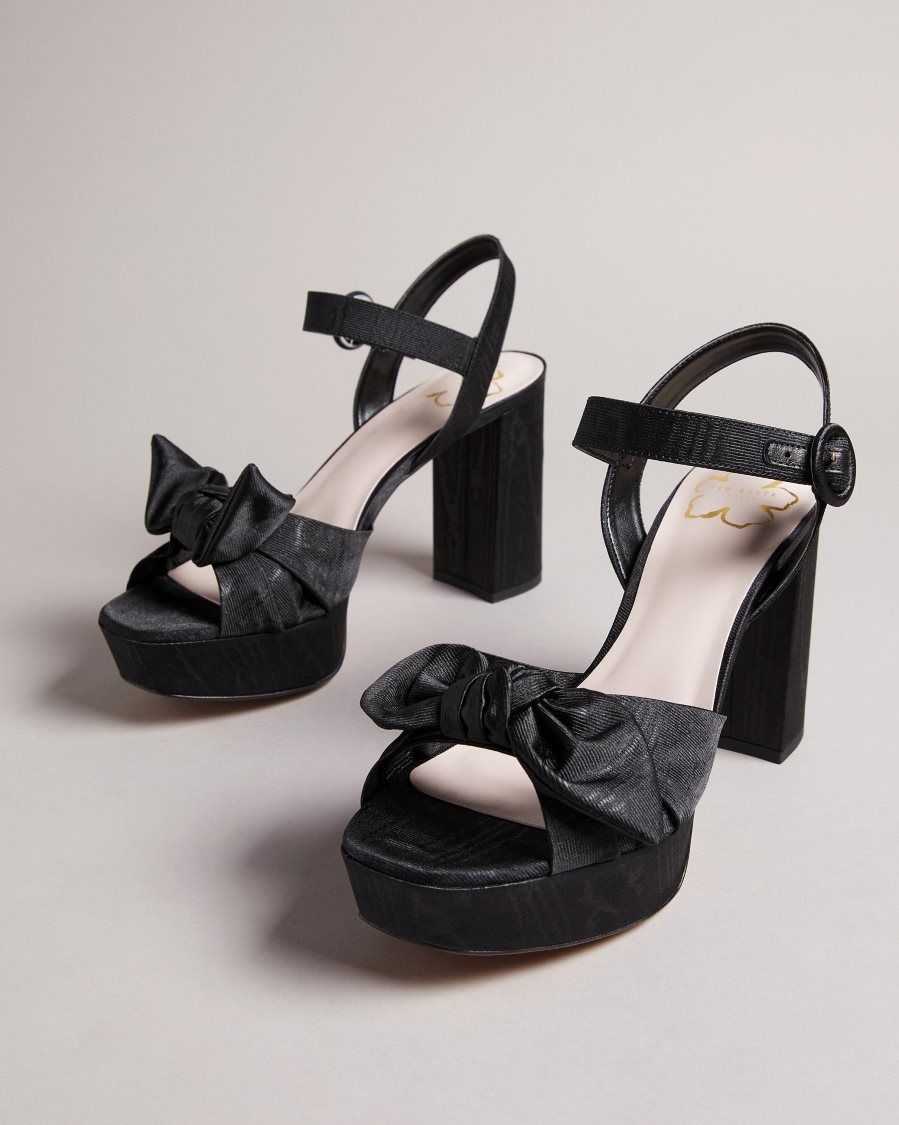 Ted Baker Kenziie Heeled Bow Sandal Black | 8016724-RE