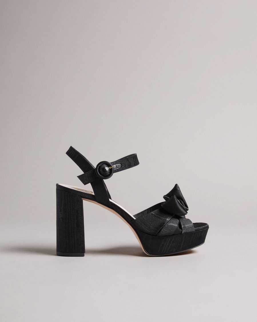 Ted Baker Kenziie Heeled Bow Sandal Black | 8016724-RE