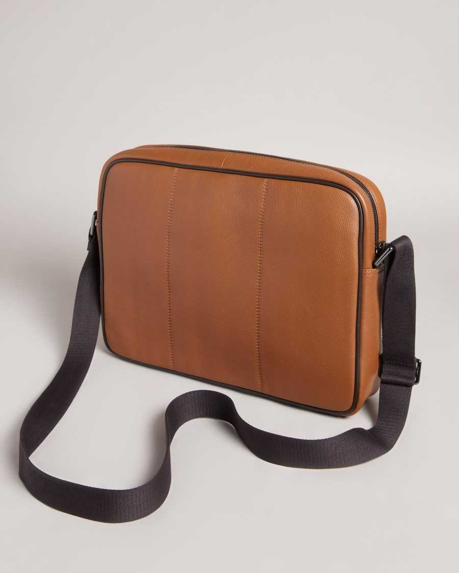 Ted Baker Kianul Branded Leather Messenger Bag Dark Tan | 4136590-NL