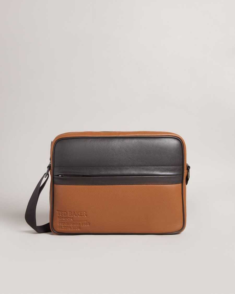 Ted Baker Kianul Branded Leather Messenger Bag Dark Tan | 4136590-NL