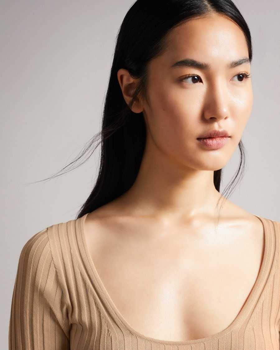 Ted Baker Kiierra Side Slit Detail Knit Dress Light Brown | 9342078-RF