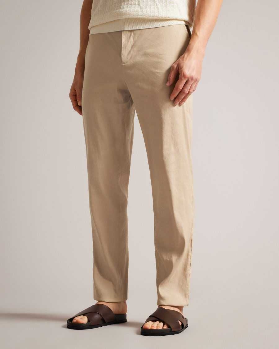 Ted Baker Kimmel Linen Blend Elasticated Trousers Stone | 1057389-AR