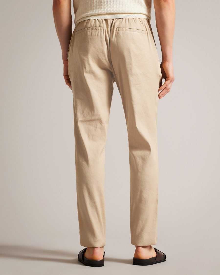 Ted Baker Kimmel Linen Blend Elasticated Trousers Stone | 1057389-AR