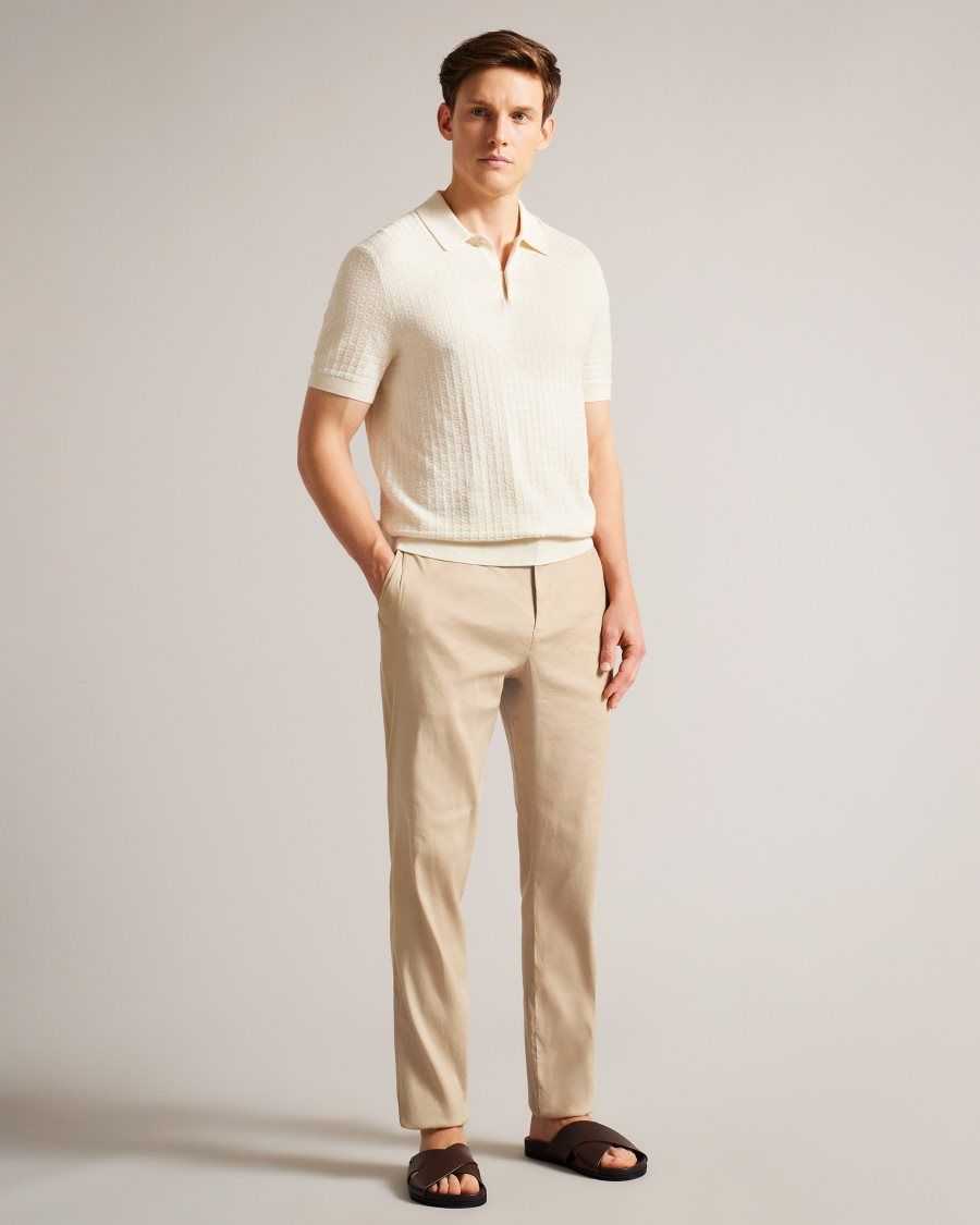 Ted Baker Kimmel Linen Blend Elasticated Trousers Stone | 1057389-AR