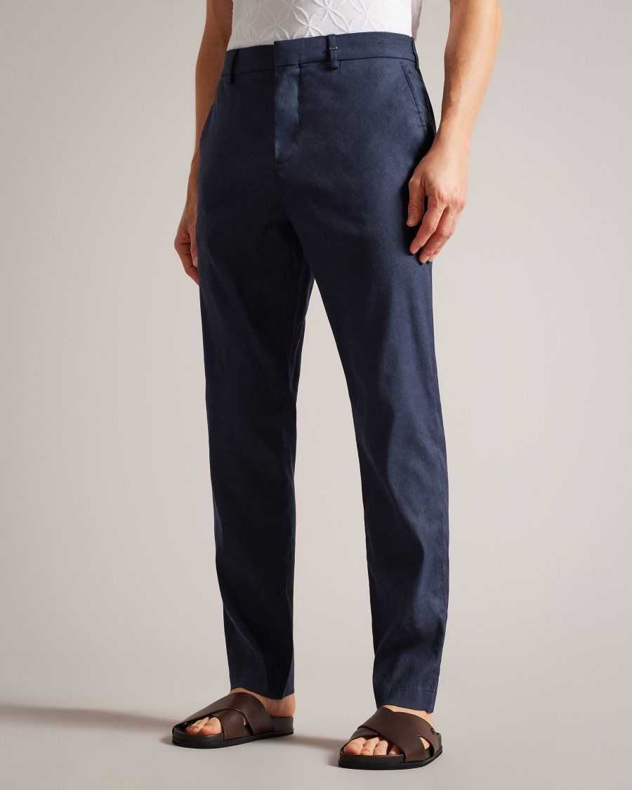 Ted Baker Kimmel Linen Blend Elasticated Trousers Navy | 5463917-YN