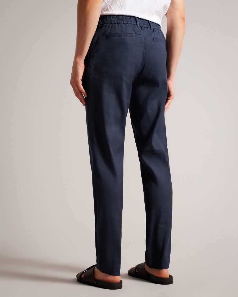 Ted Baker Kimmel Linen Blend Elasticated Trousers Navy | 5463917-YN