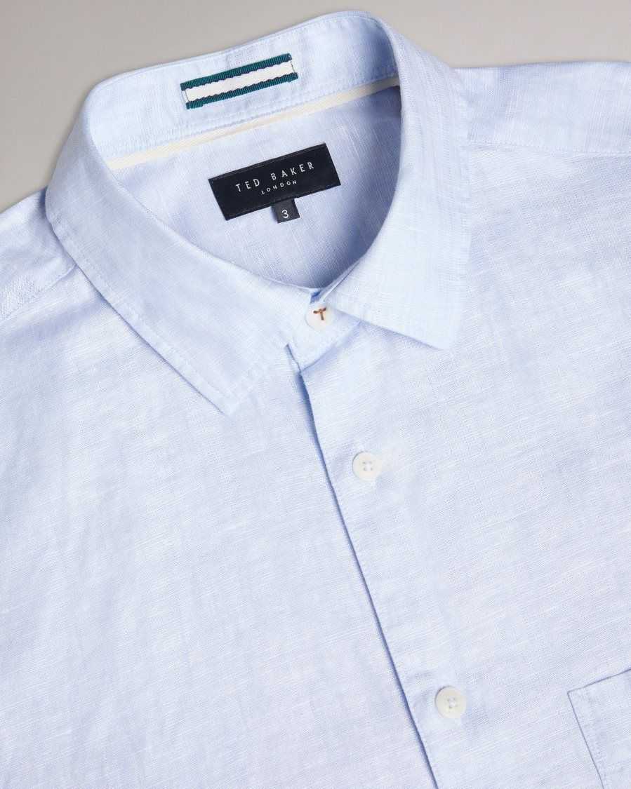 Ted Baker Kingwel Long Sleeve Linen Blend Shirt Light Blue | 3807146-DA