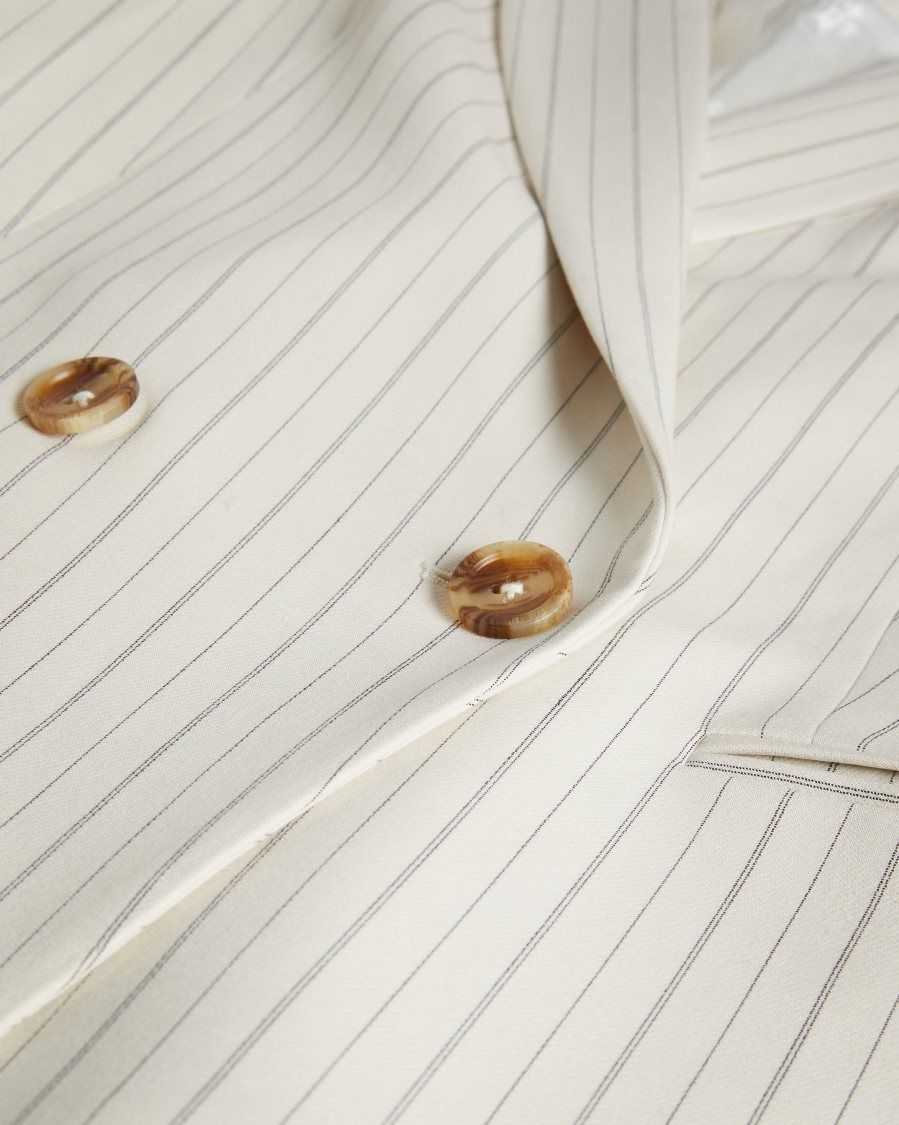 Ted Baker Kllara Relaxed Pinstripe Suit Jacket Cream | 6542810-GW