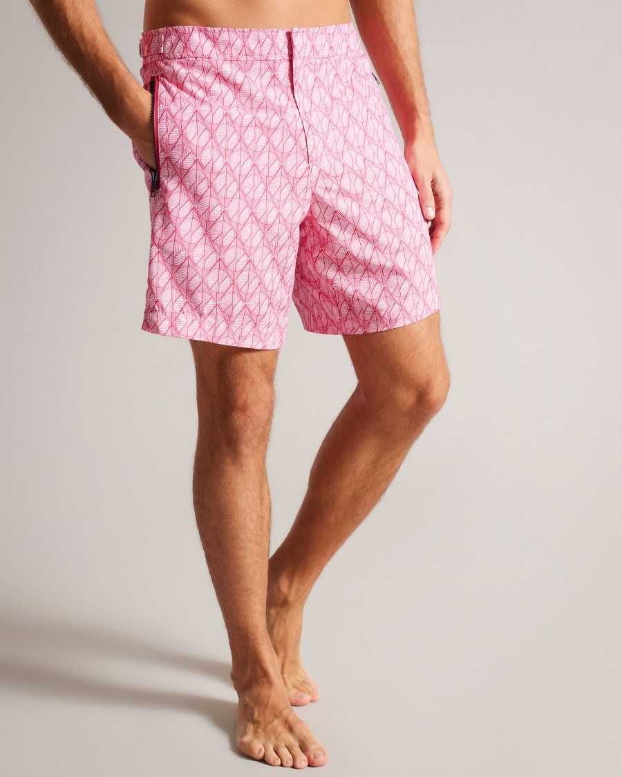 Ted Baker Kloch Geometric Print Swim Shorts Bright Pink | 7024368-IN