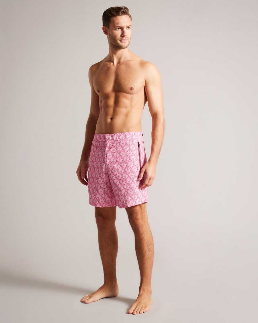 Ted Baker Kloch Geometric Print Swim Shorts Bright Pink | 7024368-IN