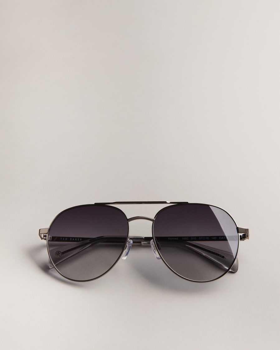 Ted Baker Konraad Metal Aviator Sunglasses Gunmetal | 3024189-NR