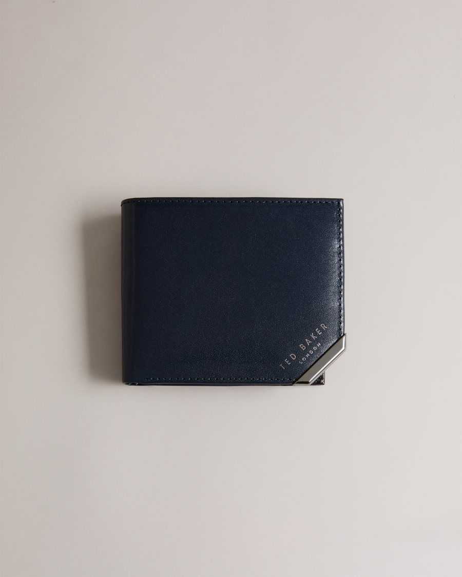 Ted Baker Kornerr Metal Corner Bifold Coin Wallet Navy | 1095438-UO