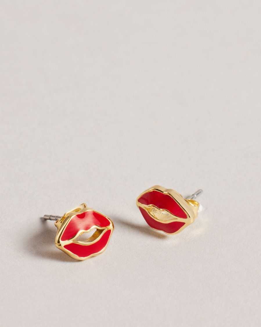 Ted Baker Kreshel Kiss Kiss Enamel Stud Earrings Red | 7103896-CO