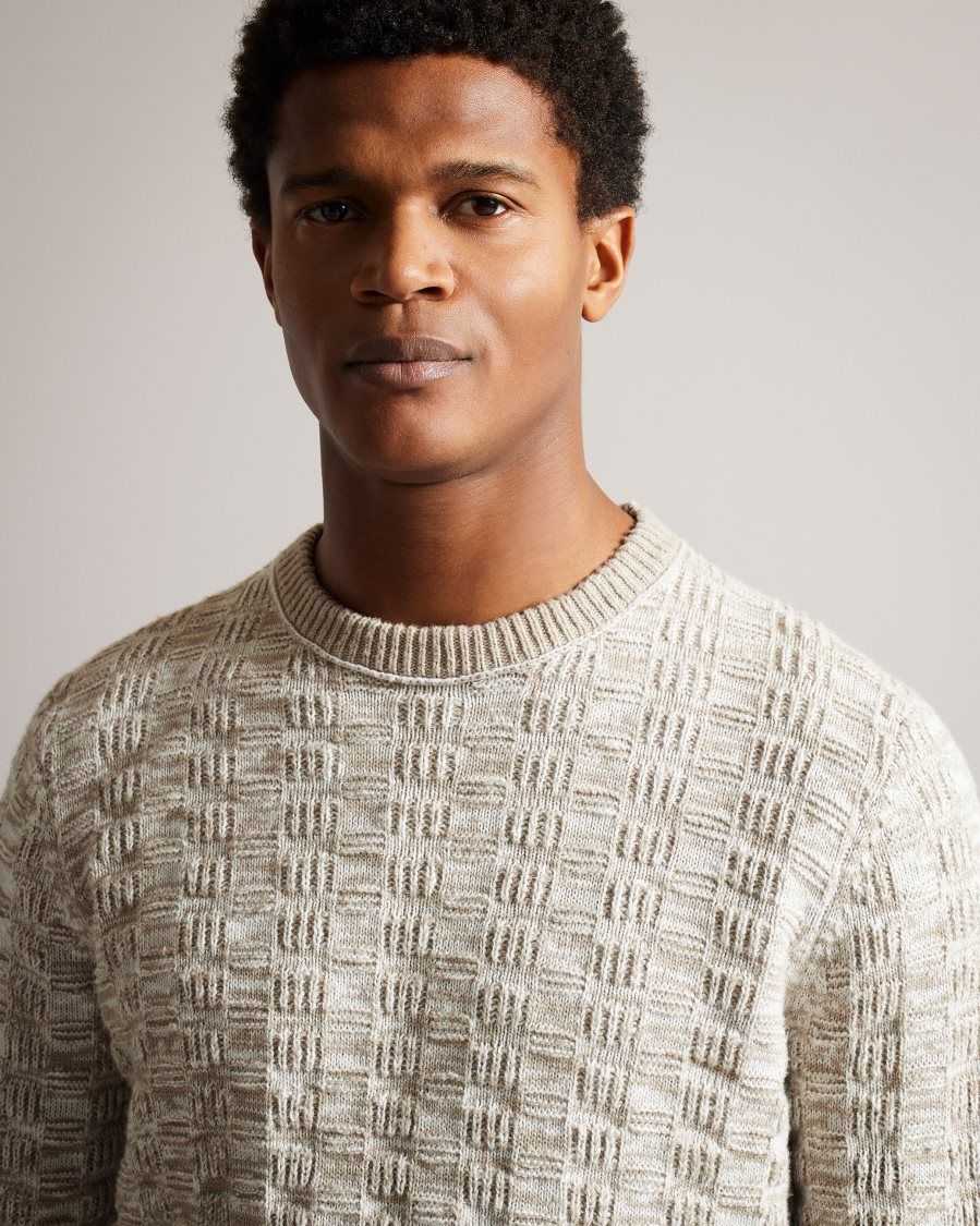 Ted Baker Kriskro Long Sleeve Textured Jumper White | 9308746-JK