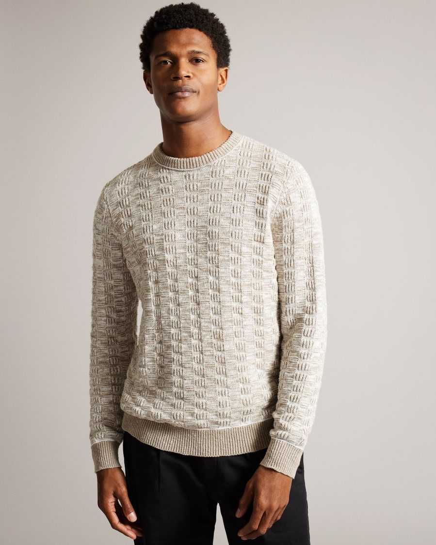 Ted Baker Kriskro Long Sleeve Textured Jumper White | 9308746-JK