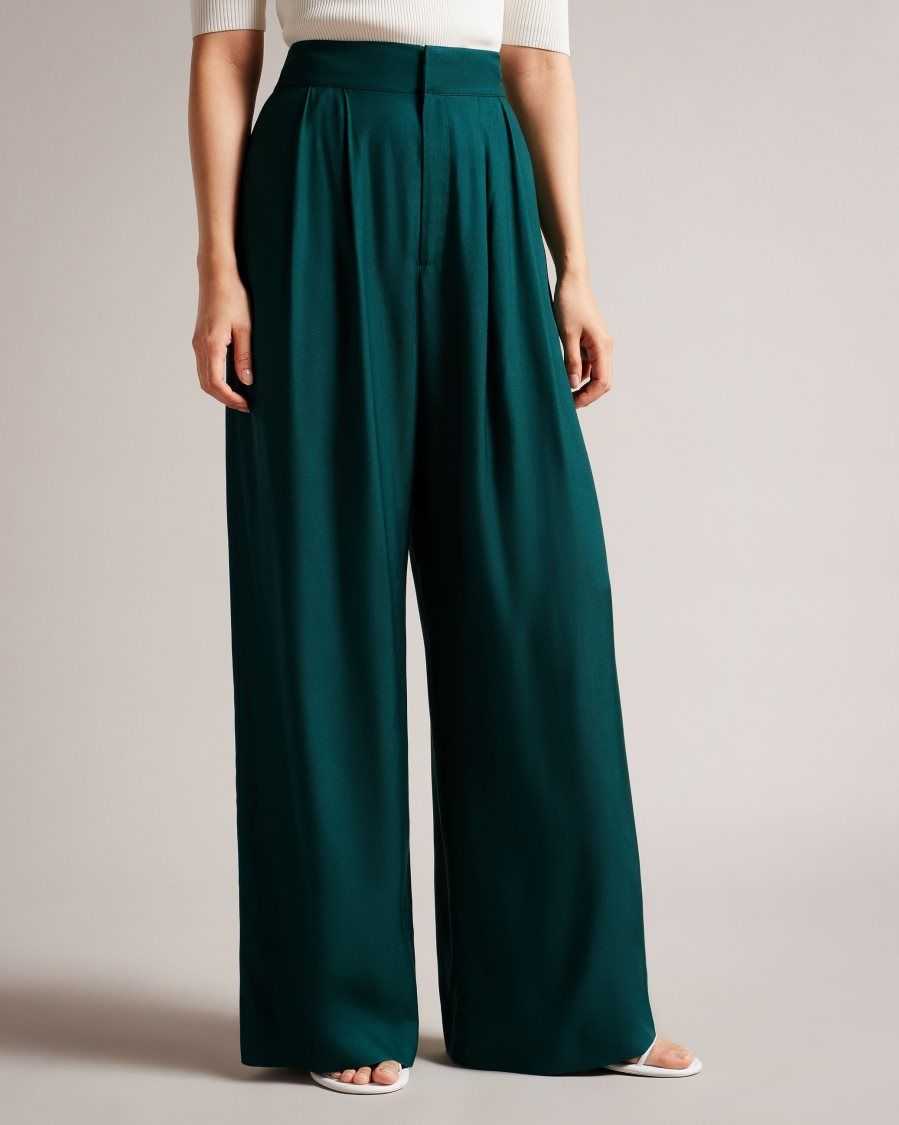 Ted Baker Krissi Wide Leg Trousers Dark Green | 1820743-GK