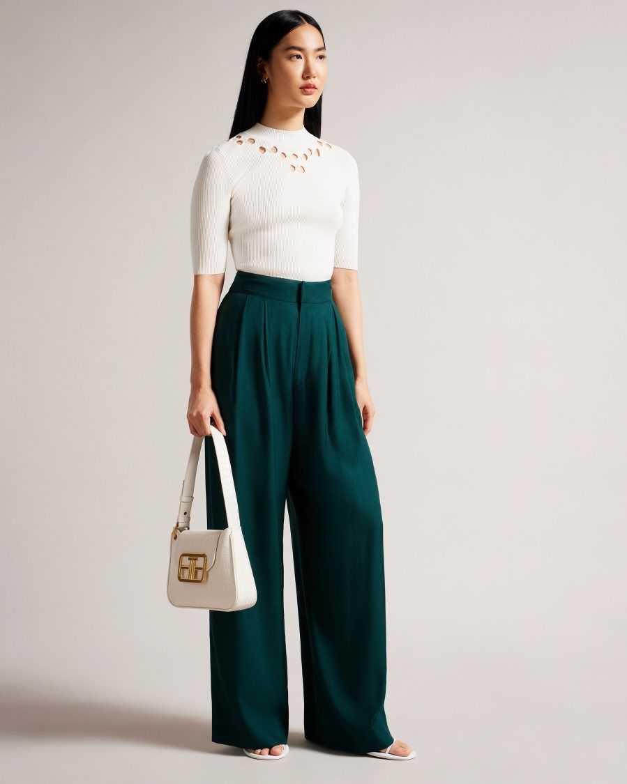 Ted Baker Krissi Wide Leg Trousers Dark Green | 1820743-GK