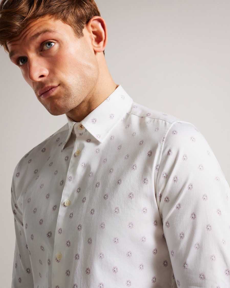 Ted Baker Kyme Long Sleeve Ditsy Floral Shirt White | 7109235-GL