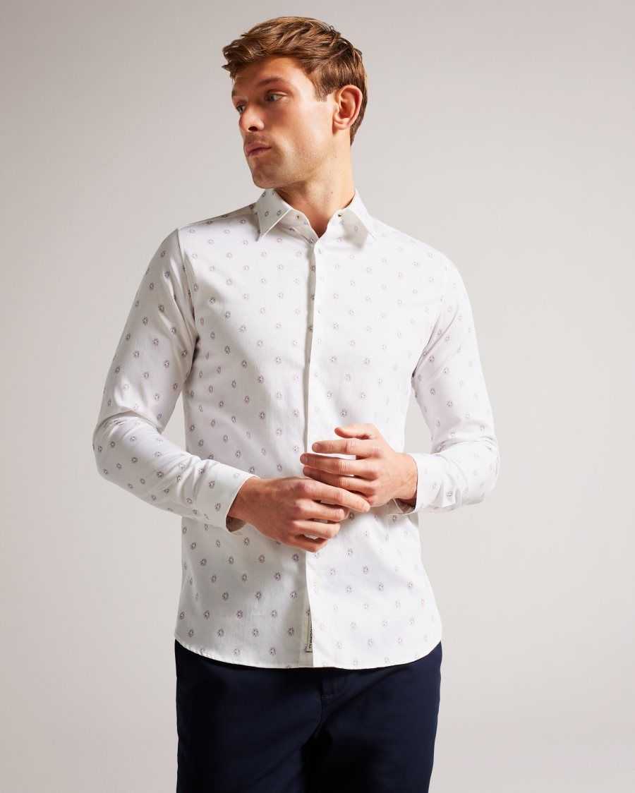 Ted Baker Kyme Long Sleeve Ditsy Floral Shirt White | 7109235-GL