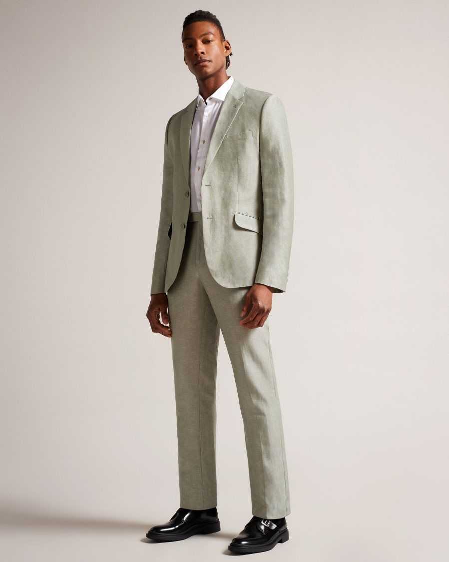 Ted Baker Lancej Wool And Linen Blazer Light Green | 5874109-XM