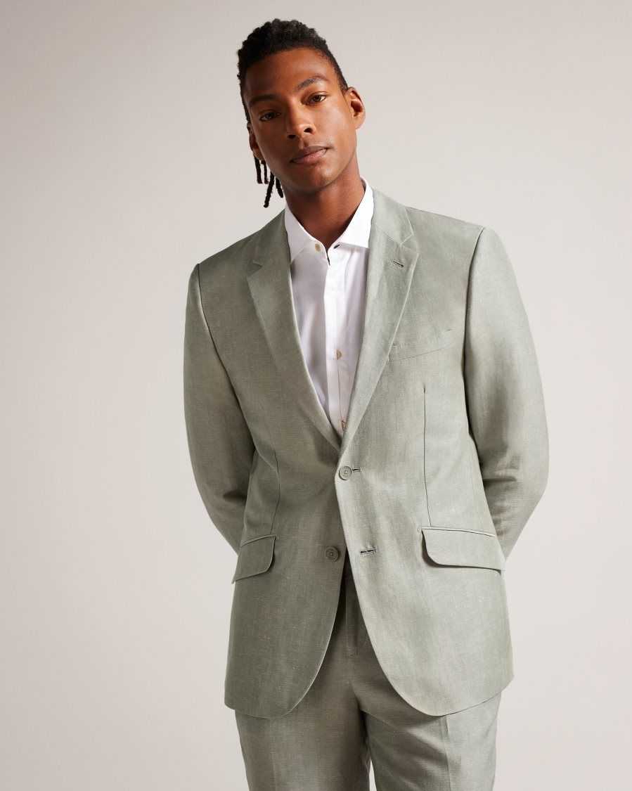 Ted Baker Lancej Wool And Linen Blazer Light Green | 5874109-XM