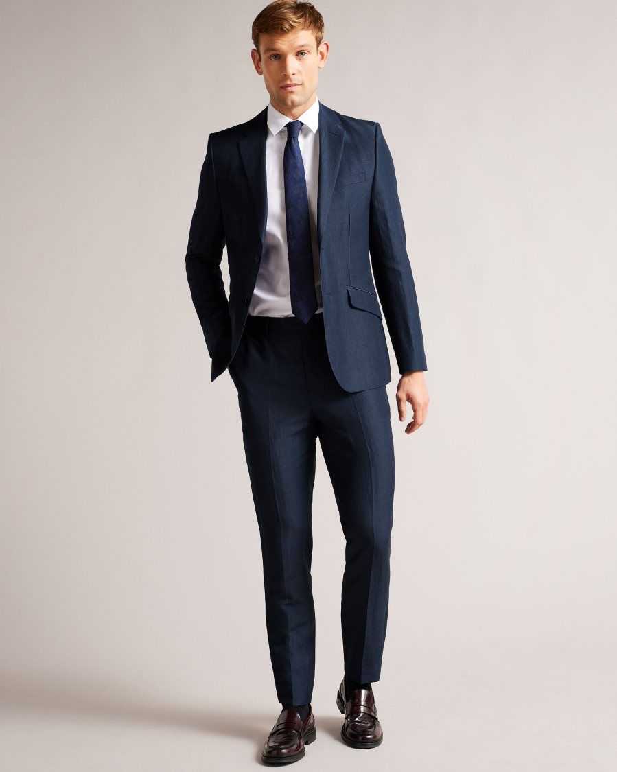 Ted Baker Lancej Wool And Linen Blazer Navy | 5683917-DC