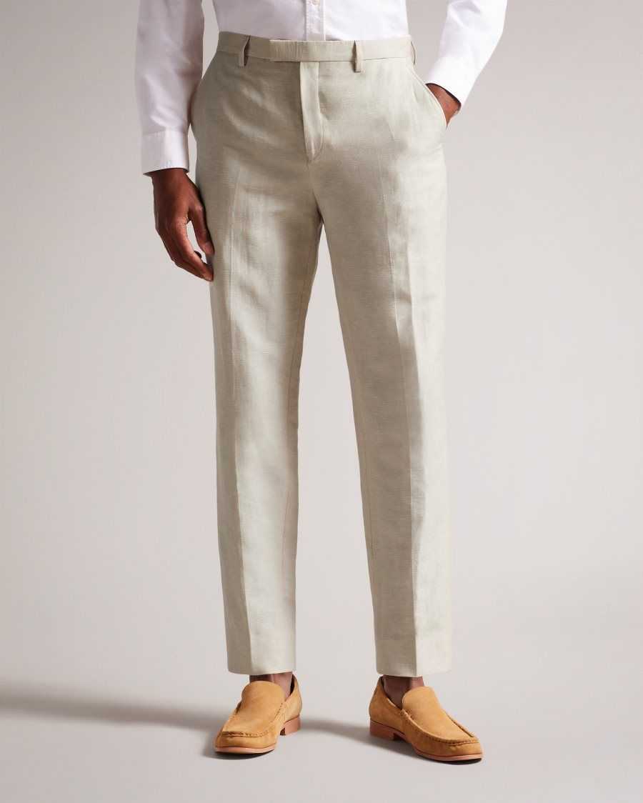 Ted Baker Lancet Slim Fit Wool Linen Trousers Stone | 3589206-CE