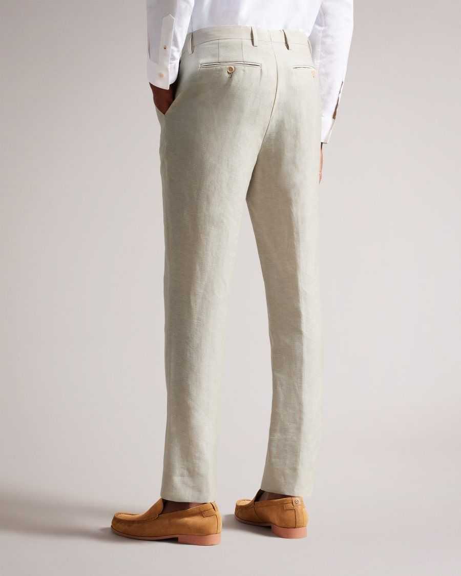 Ted Baker Lancet Slim Fit Wool Linen Trousers Stone | 3589206-CE