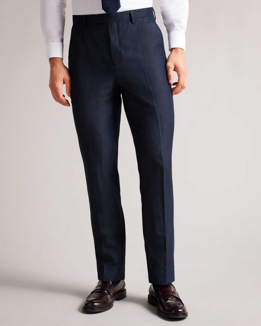 Ted Baker Lancet Slim Fit Wool Linen Trousers Navy | 8329401-VK