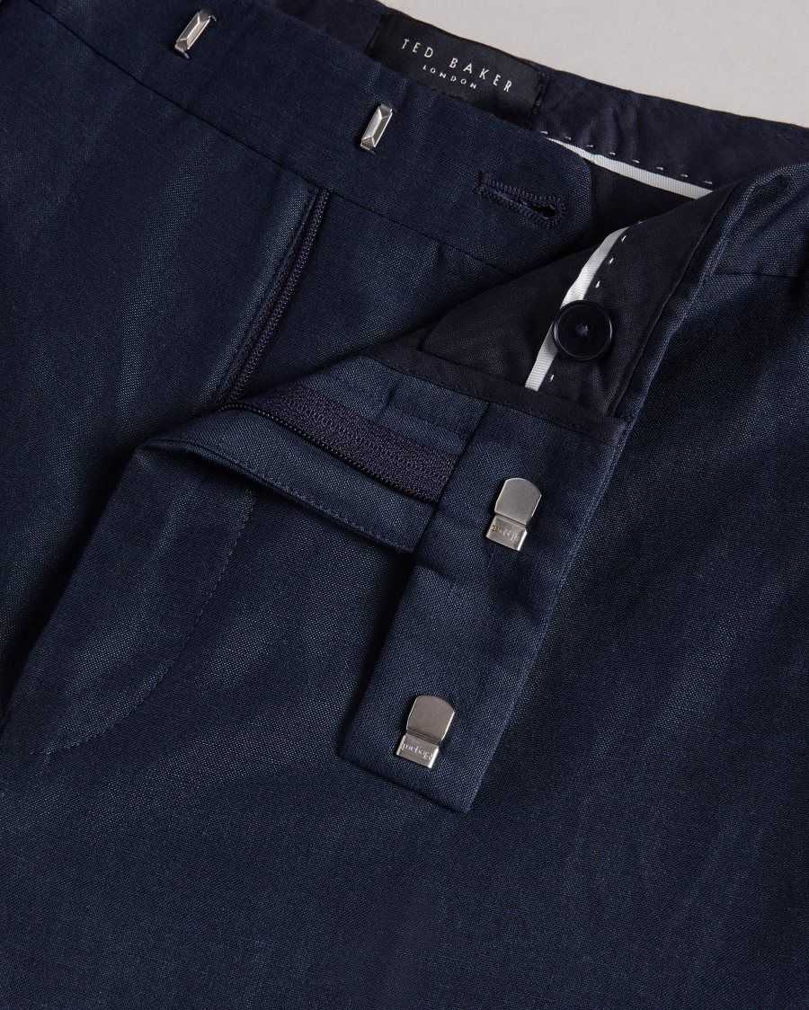 Ted Baker Lancet Slim Fit Wool Linen Trousers Navy | 8329401-VK