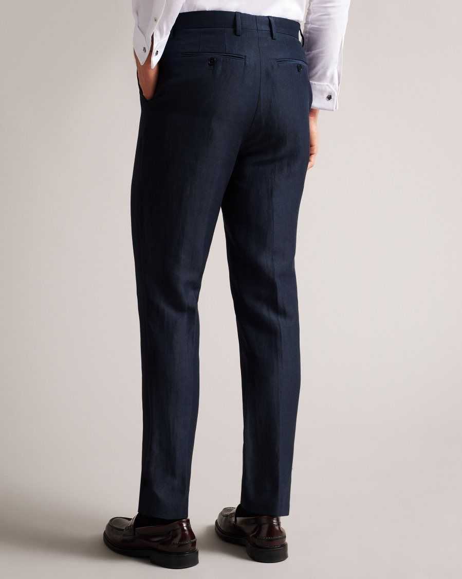 Ted Baker Lancet Slim Fit Wool Linen Trousers Navy | 8329401-VK