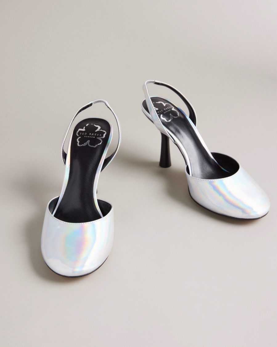 Ted Baker Larria Holographic Slingback Heels Silver | 0164329-RB