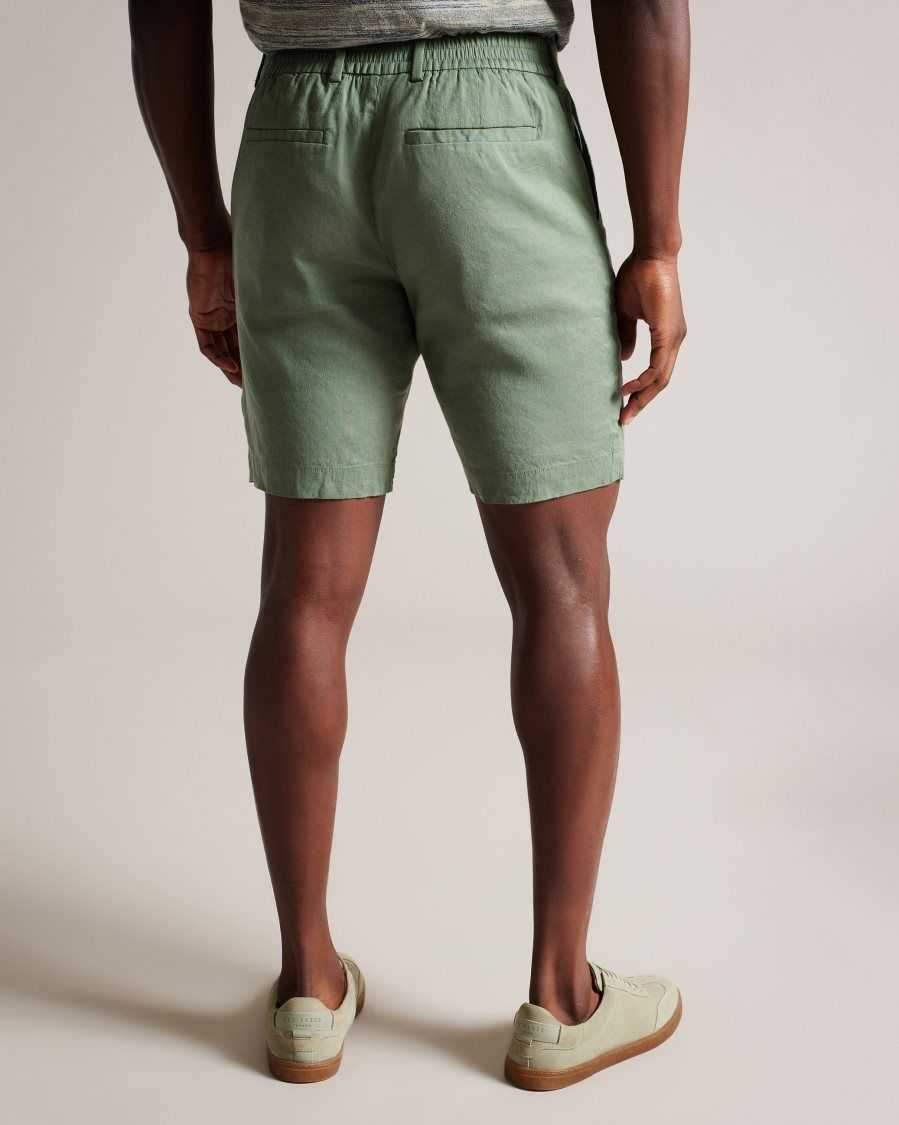 Ted Baker Leder Linen Blend Half Elasticated Shorts Light Green | 1704985-FX