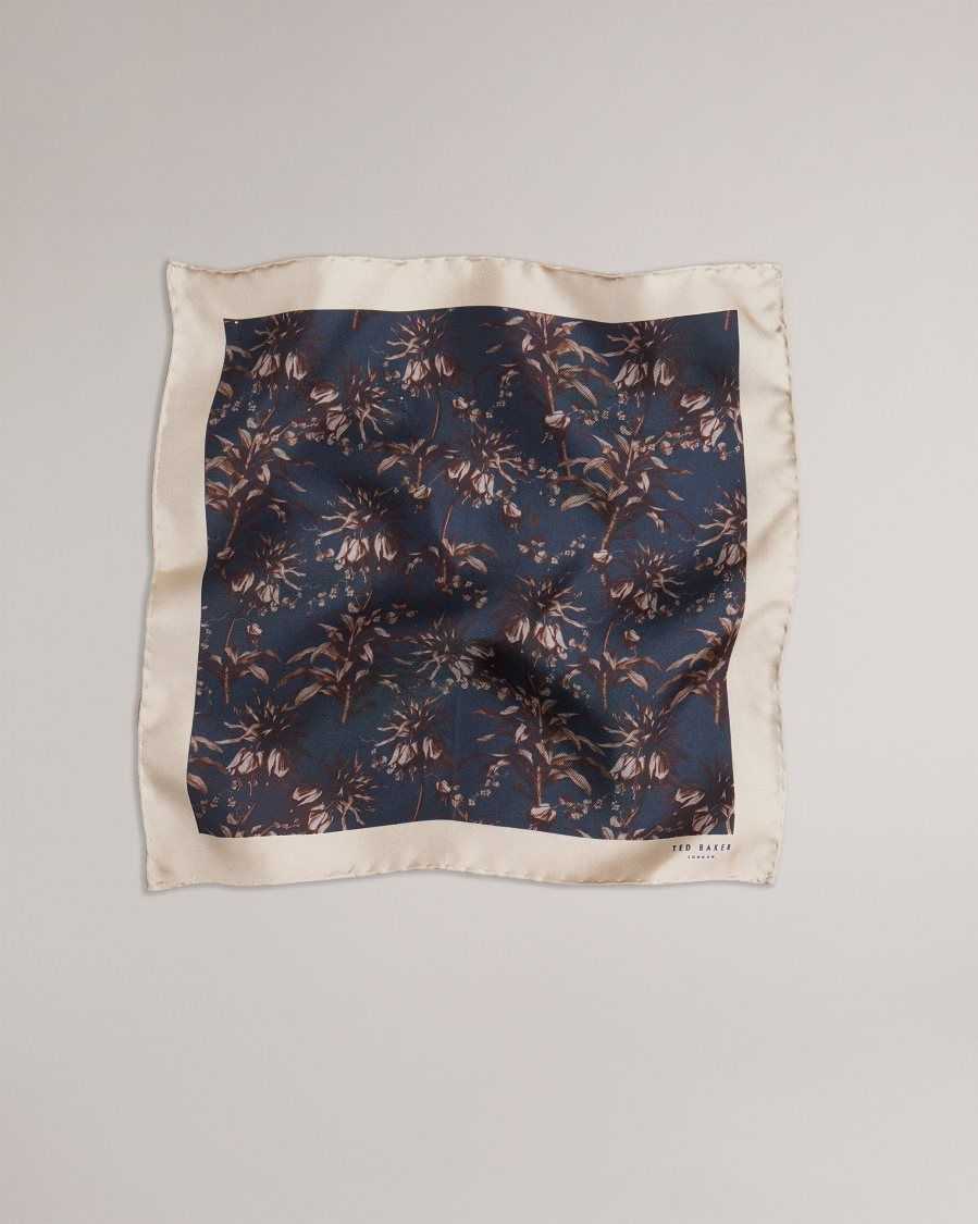 Ted Baker Leefpok Silk Floral Pocket Square Navy | 9340517-XI