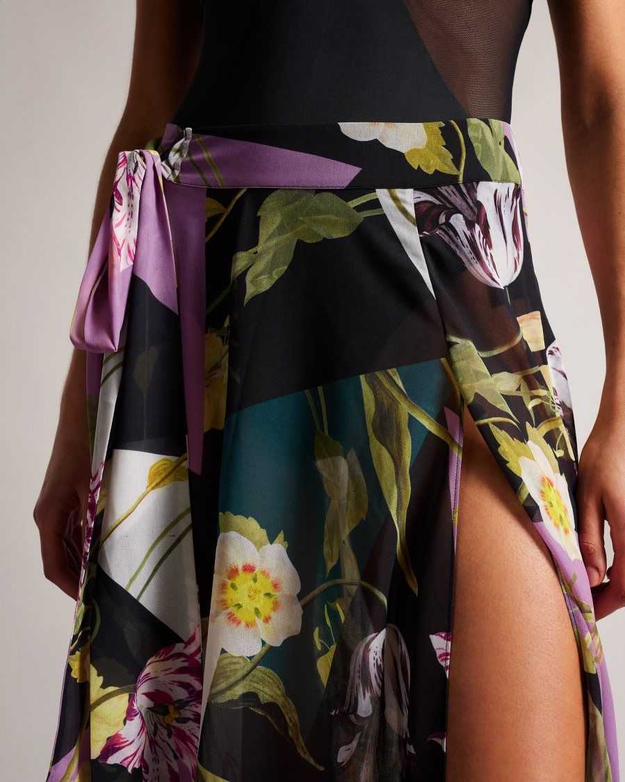 Ted Baker Leighen Floral Maxi Skirt Cover Up Black | 3597264-IS