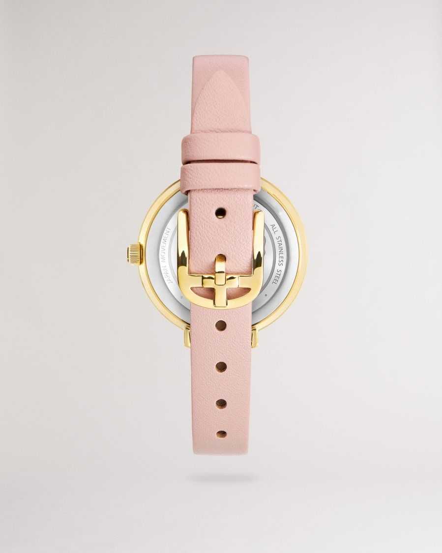 Ted Baker Lesedi Daisy Print Dial Leather Strap Watch Pink | 5026489-NT