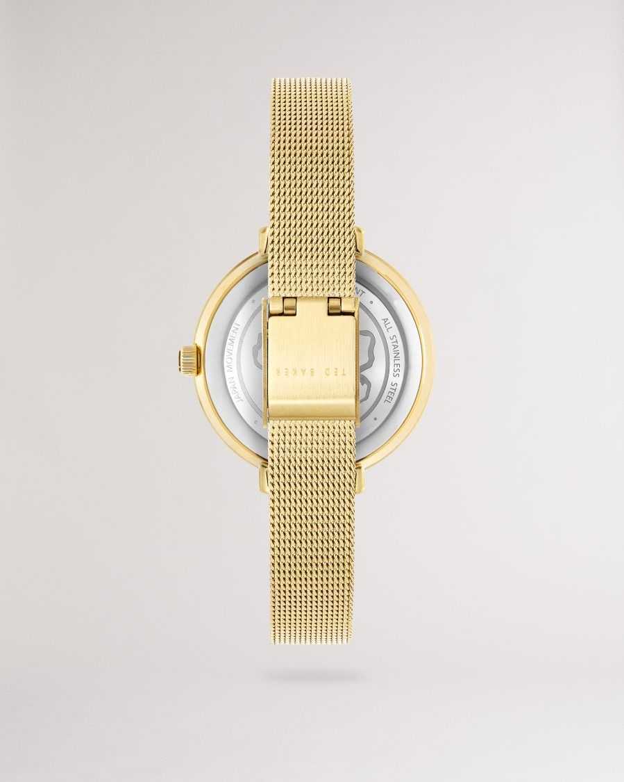 Ted Baker Lesedia Daisy Print Watch With Mesh Band Gold Colour | 0651732-VO