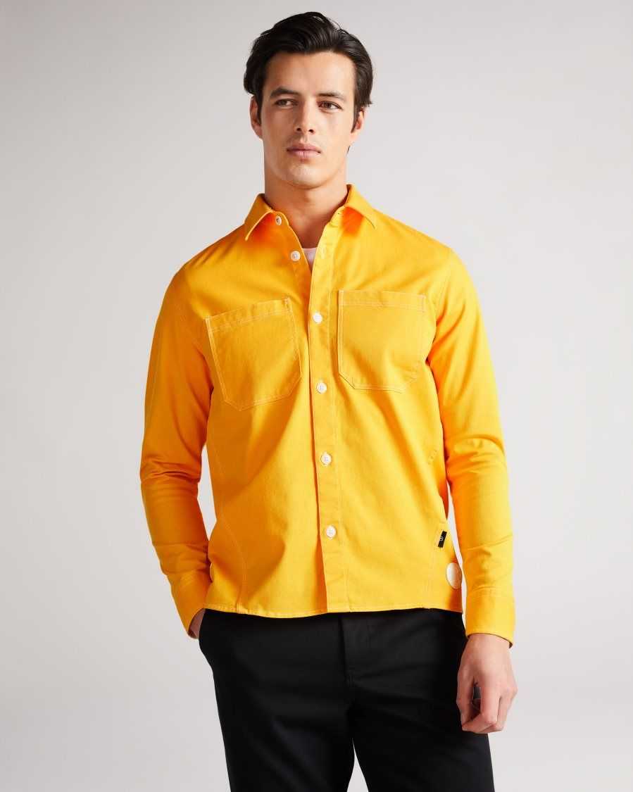 Ted Baker Leytun Twill Shacket Yellow | 5380247-AS