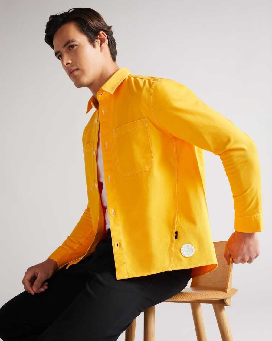 Ted Baker Leytun Twill Shacket Yellow | 5380247-AS