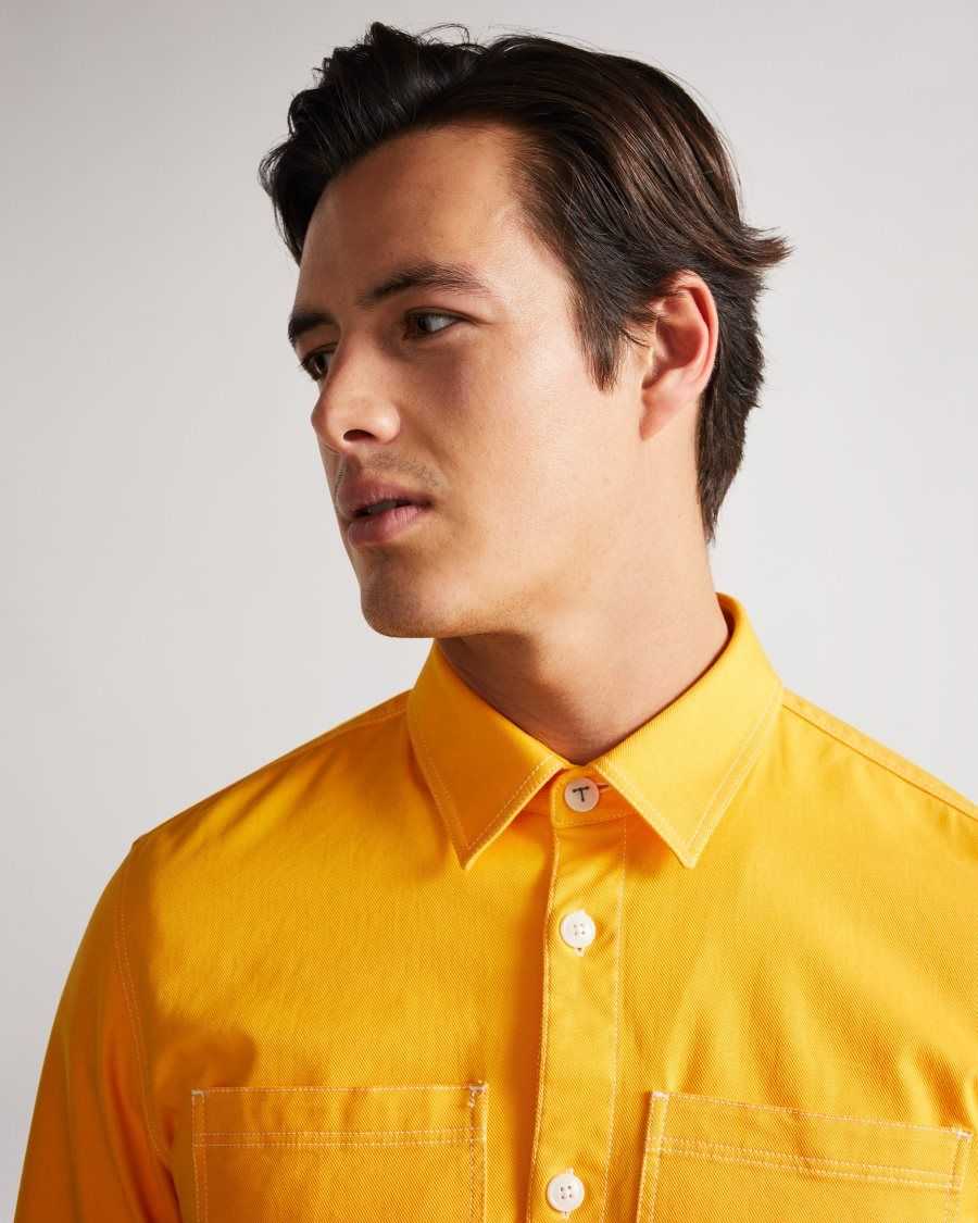 Ted Baker Leytun Twill Shacket Yellow | 5893241-IY