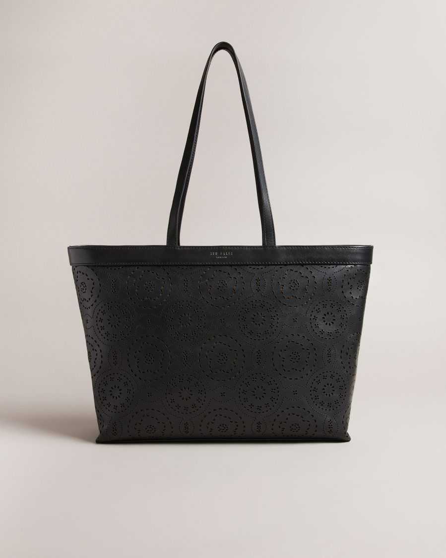 Ted Baker Libetie Laser Cut Magnolia Tote Bag Black | 3648752-YJ