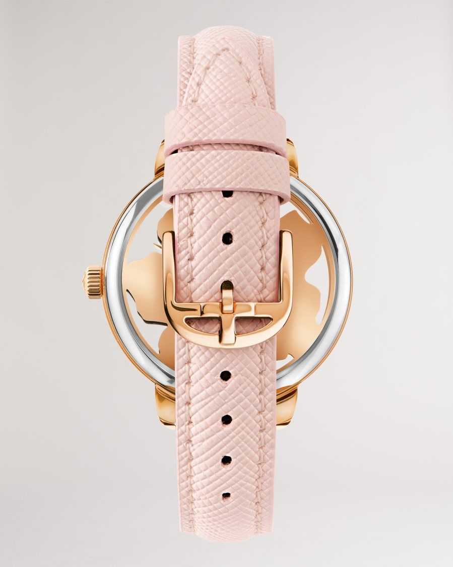 Ted Baker Lilann Magnolia Dial Leather Strap Watch Pink | 8549217-HS