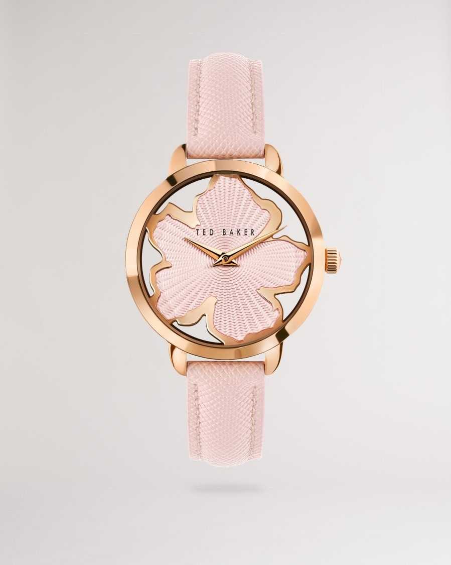 Ted Baker Lilann Magnolia Dial Leather Strap Watch Pink | 8549217-HS