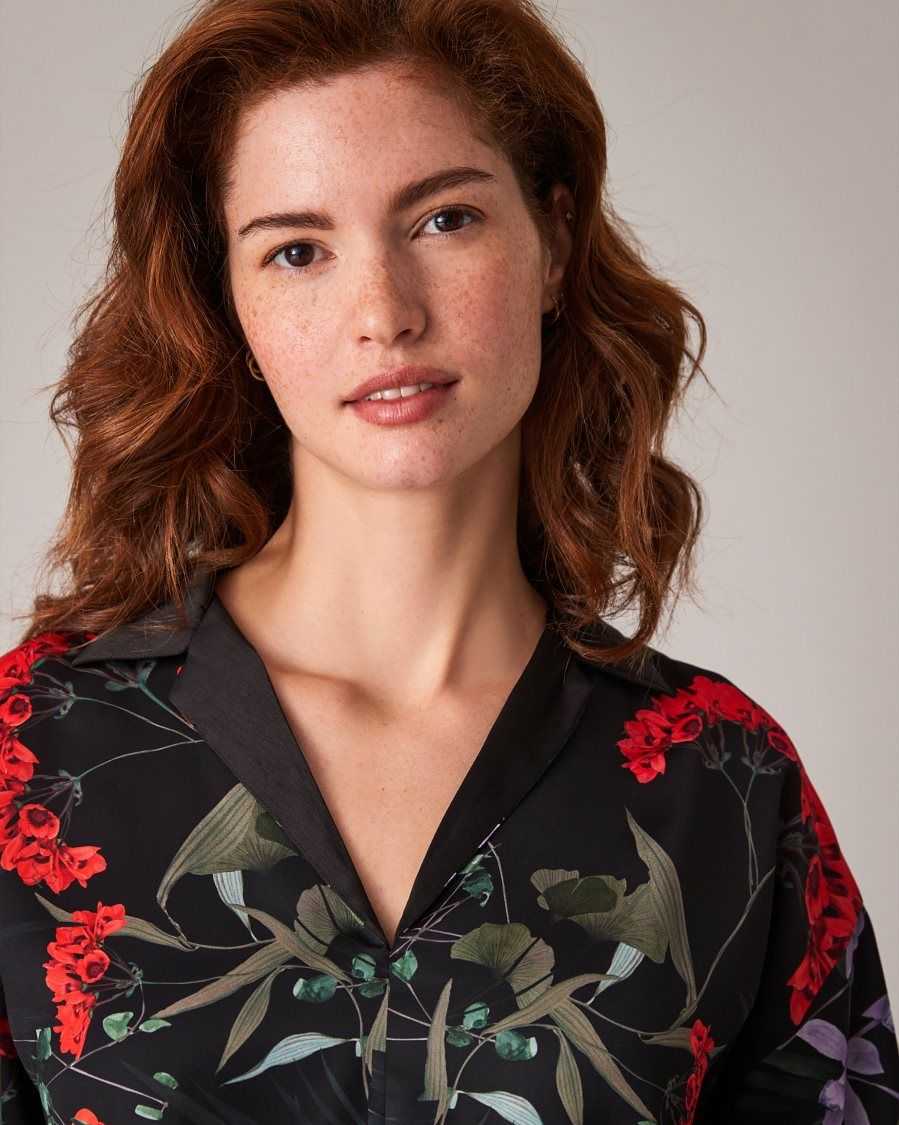 Ted Baker Lillth Floral Print Pyjama Set Black | 0871539-HR