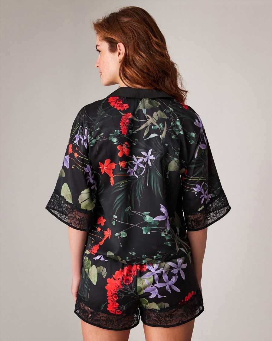 Ted Baker Lillth Floral Print Pyjama Set Black | 0871539-HR