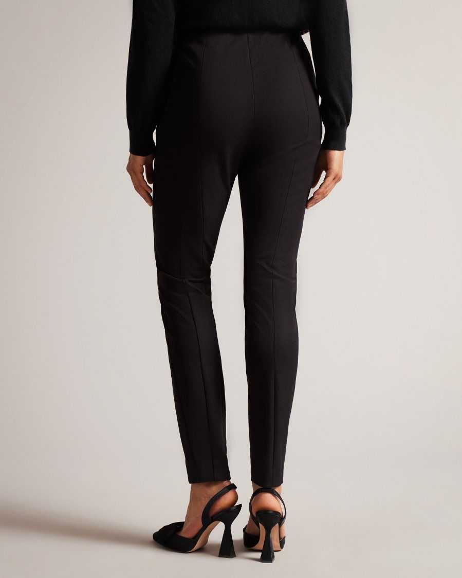 Ted Baker Liroi High Waisted Trousers With Faux Poppers Black | 9501486-WC