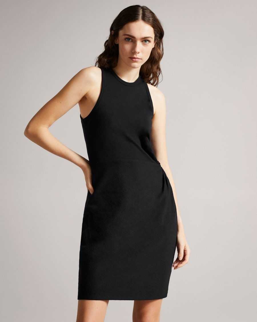 Ted Baker Livviaa Knot Front Jersey Dress Black | 7530621-ML