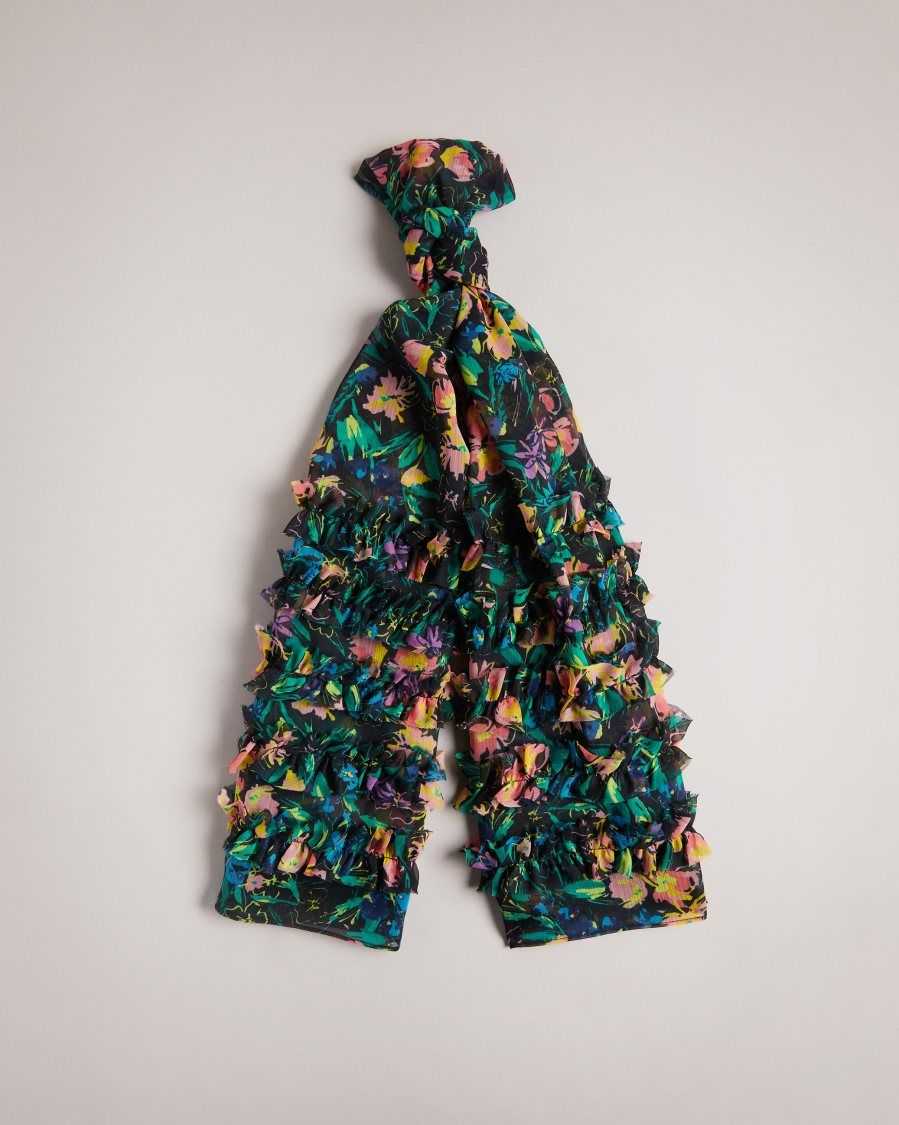 Ted Baker Liyana Flirty Texture Floral Scarf Black | 5874263-WZ