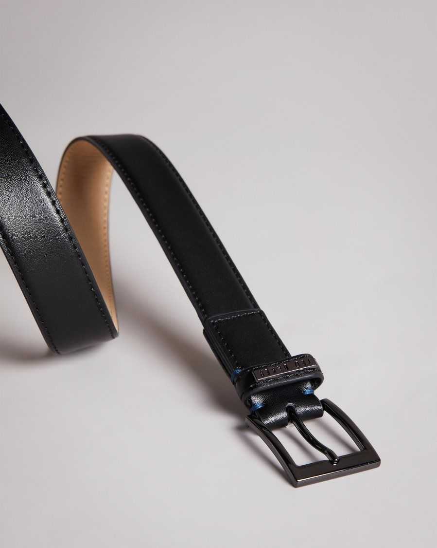 Ted Baker Lizwiz Leather Keeper Plate Belt Black | 3590817-EF