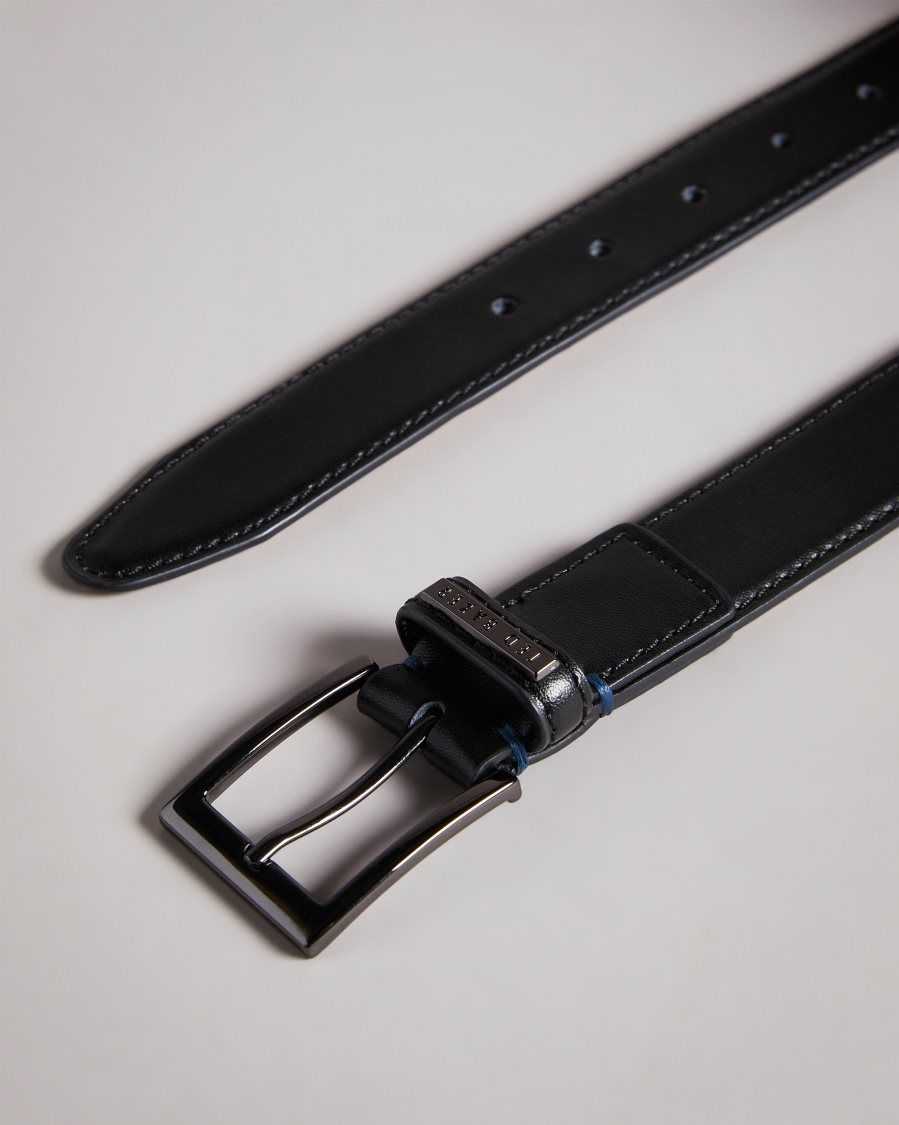 Ted Baker Lizwiz Leather Keeper Plate Belt Black | 3590817-EF